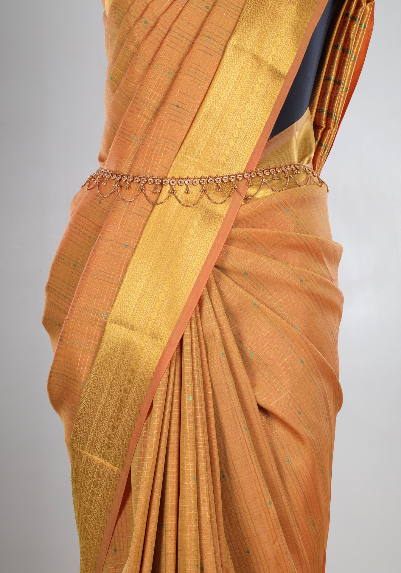 Pure Kanchipuram Art Silk Saree Mustard Gold Zari Border