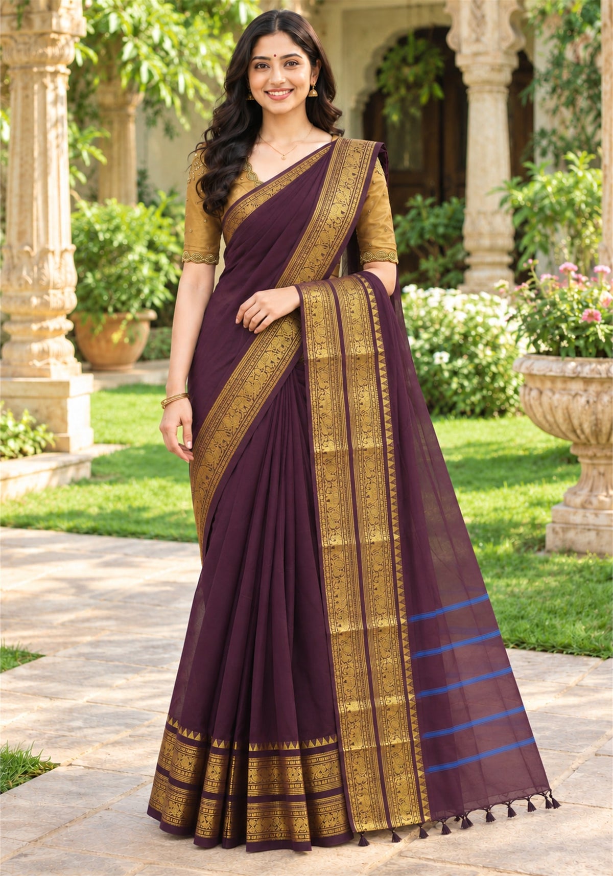 Chettinad Cotton Saree - PCS-1-9023 - full drape - view 6