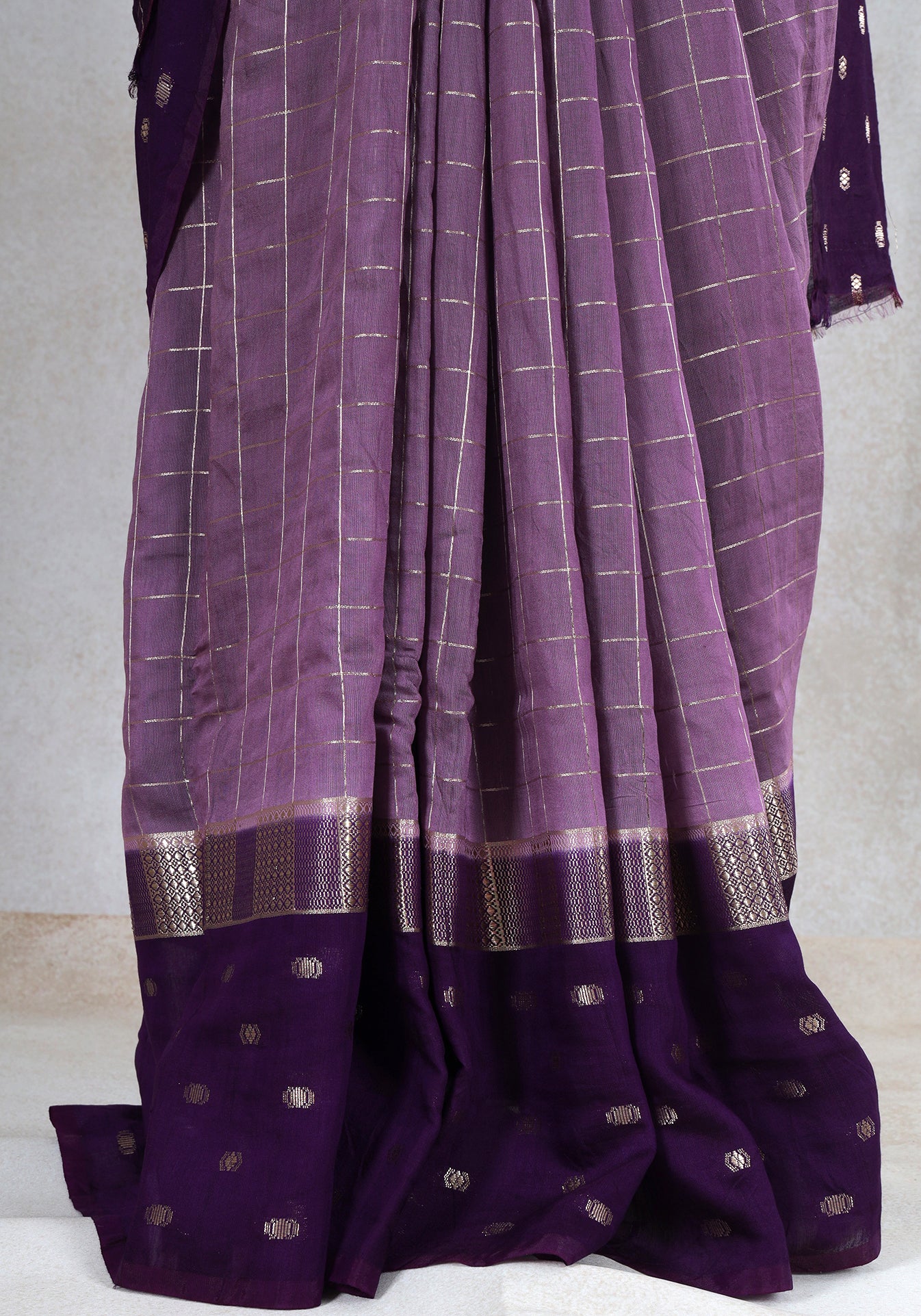 Dusty Lavender Purple Dotted Border Fancy Saree - VGS-1-3002