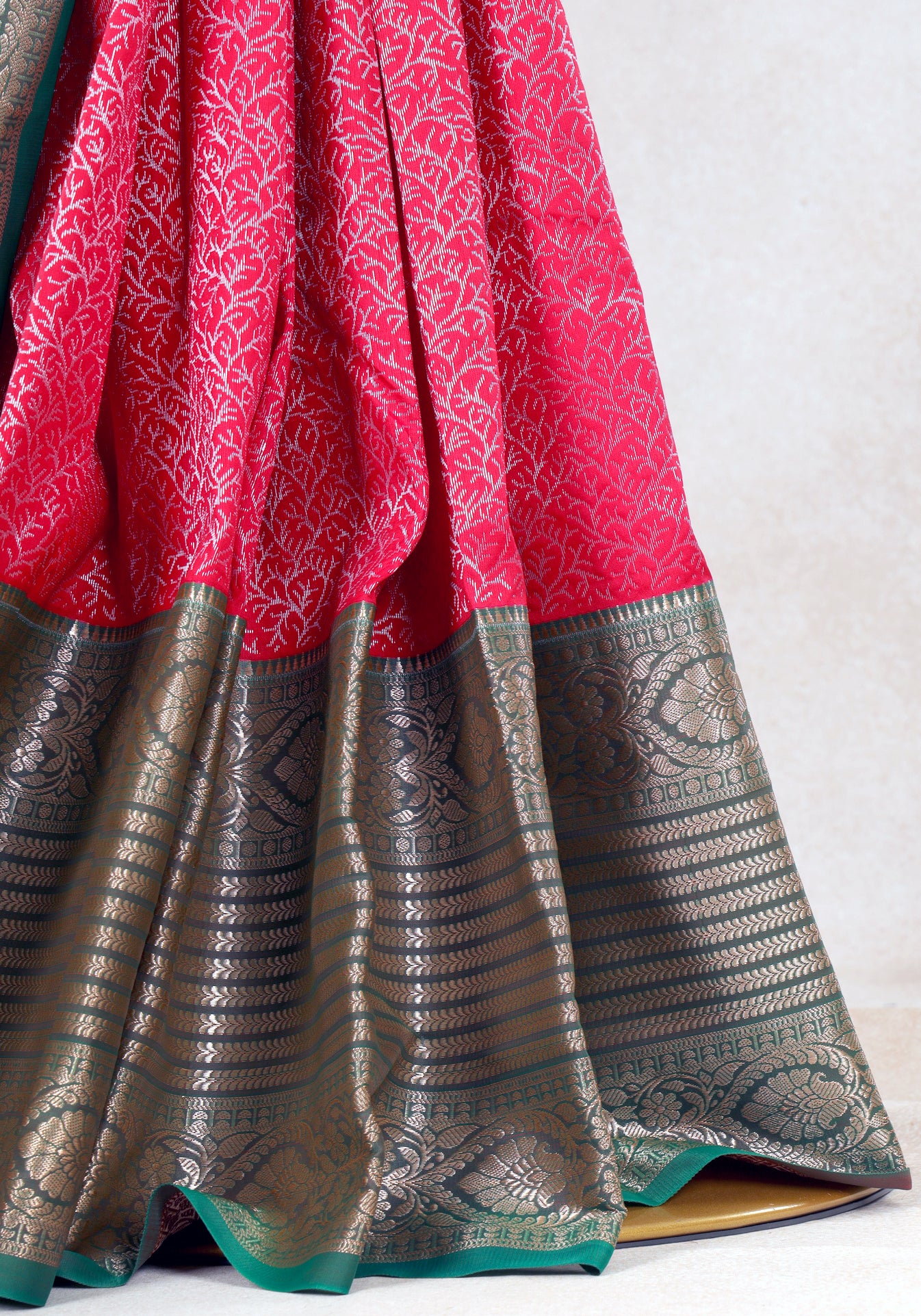 Rani Pink Sea Green Silver Border Art Silk Saree - ASS-1-1003 image 1