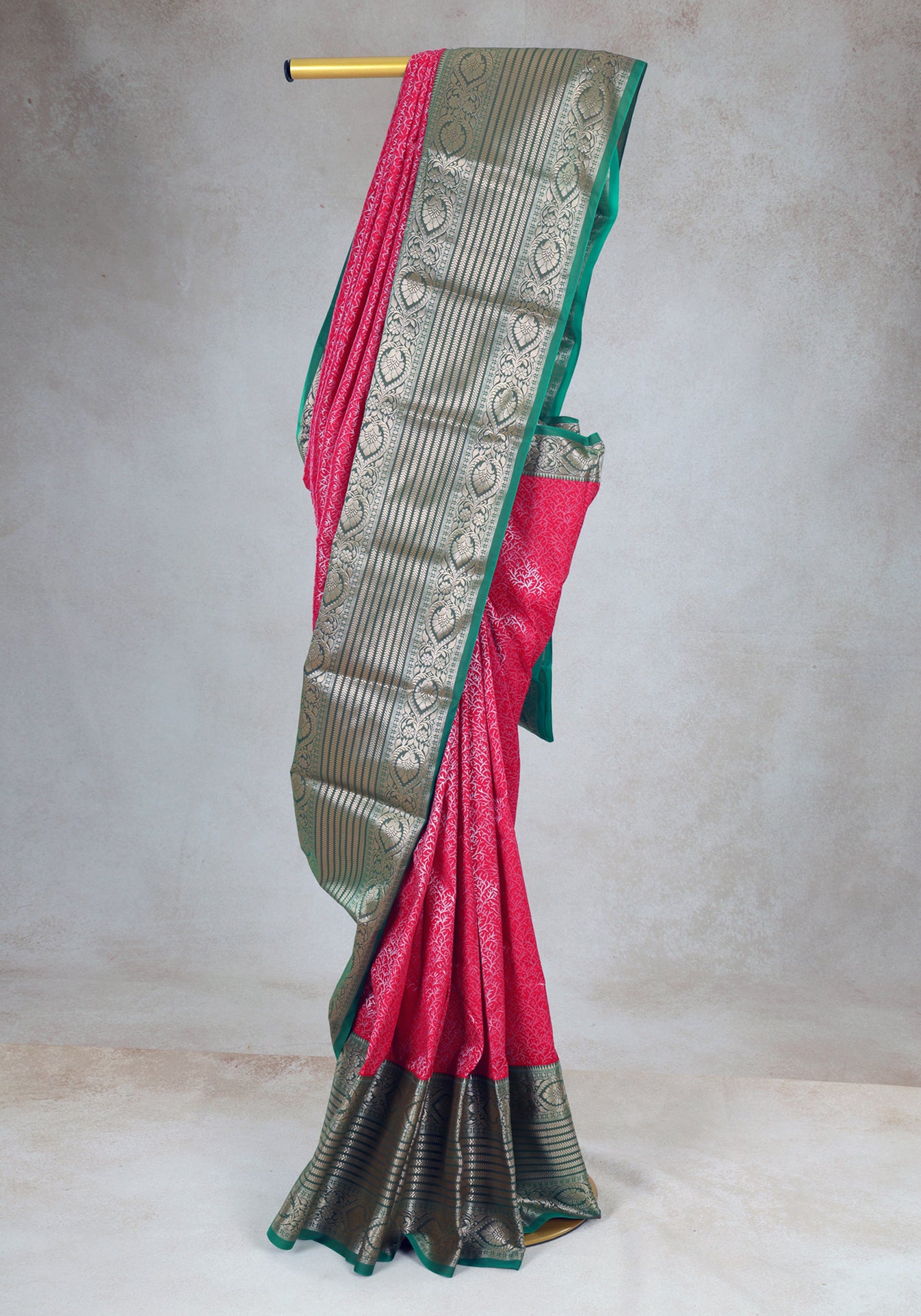 Rani Pink Sea Green Silver Border Art Silk Saree - ASS-1-1003 image 2
