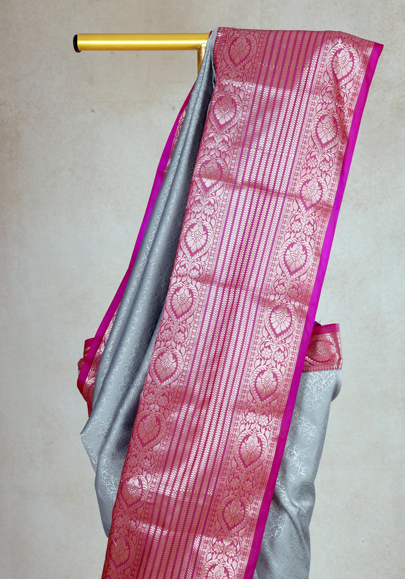 Ice Blue Magenta Silver Border Art Silk Saree - ASS-1-1004 image 2