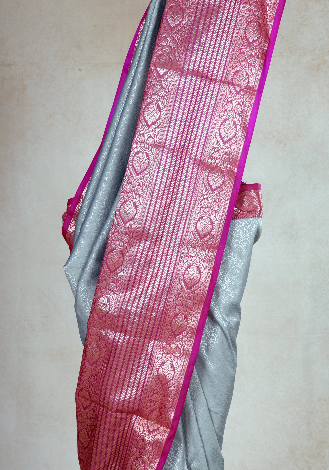 Ice Blue Magenta Silver Border Art Silk Saree - ASS-1-1004 image 5