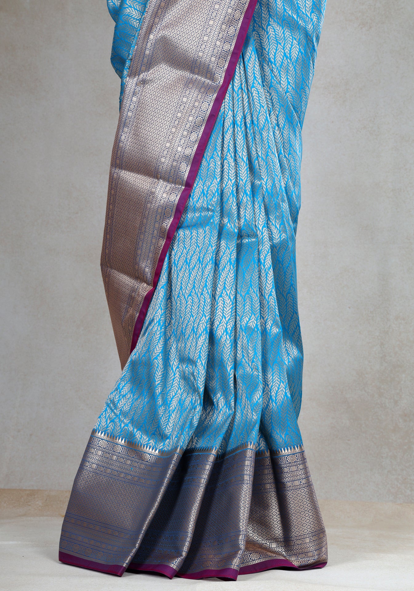 Sky Blue Silver Grey Pallu Art Silk Saree - ASS-1-1201 image 1