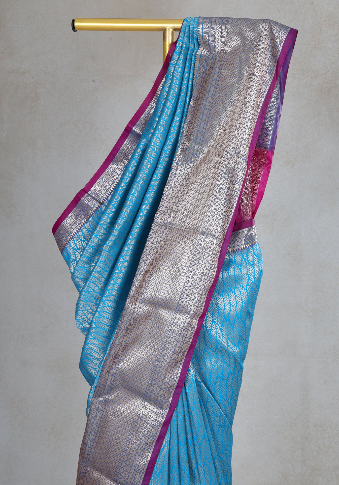 Sky Blue Silver Grey Pallu Art Silk Saree - ASS-1-1201 image 3