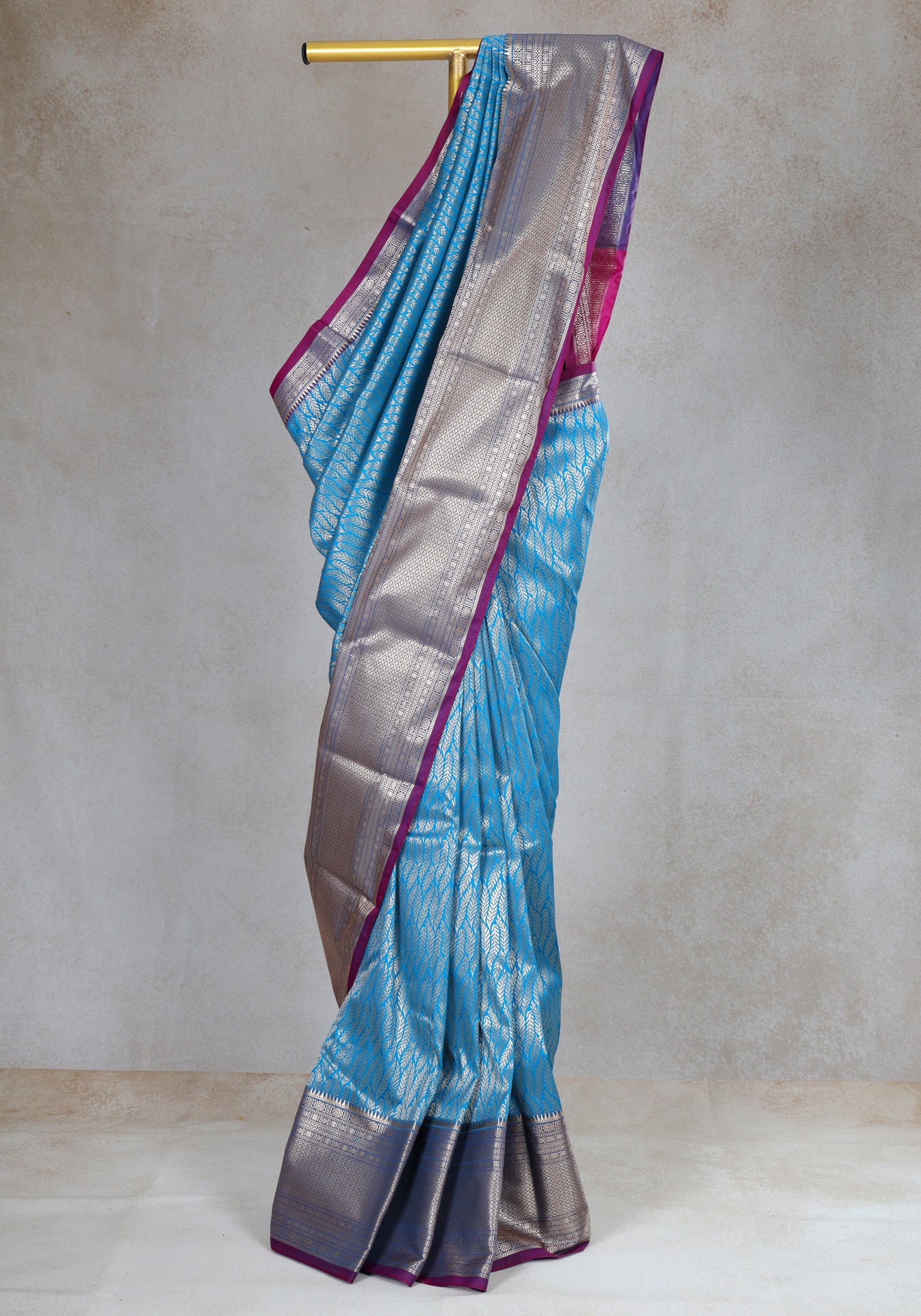 Sky Blue Silver Grey Pallu Art Silk Saree - ASS-1-1201 image 4