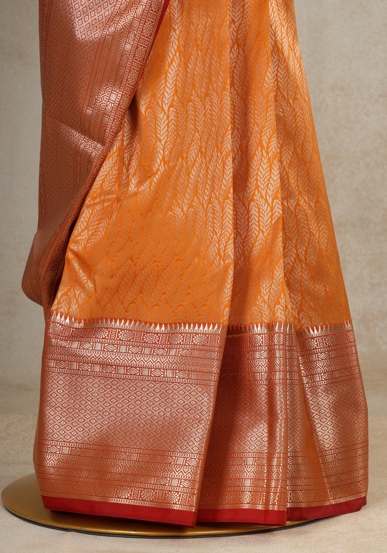 Rust Orange Red Copper Border Art Silk Saree - ASS-1-1202 image 1
