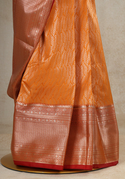 Rust Orange Red Copper Border Art Silk Saree - ASS-1-1202 image 1