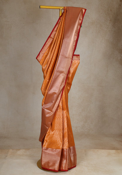 Rust Orange Red Copper Border Art Silk Saree - ASS-1-1202 image 3