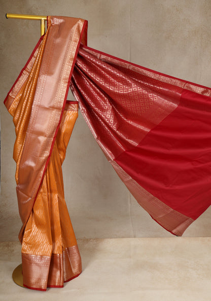 Rust Orange Red Copper Border Art Silk Saree - ASS-1-1202 image 4