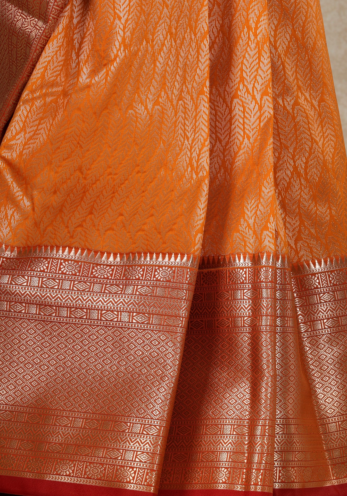 Rust Orange Red Copper Border Art Silk Saree - ASS-1-1202 image 5