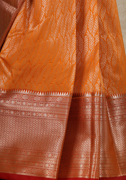 Rust Orange Red Copper Border Art Silk Saree - ASS-1-1202 image 5