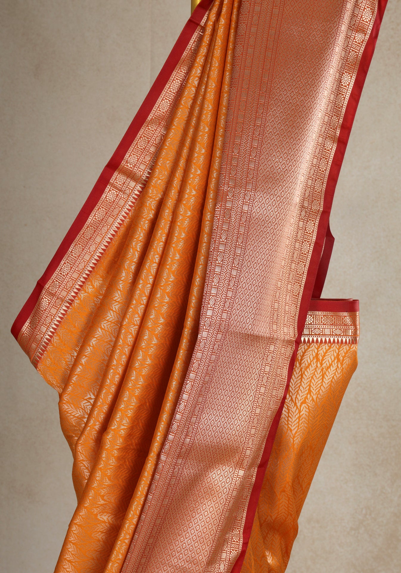 Rust Orange Red Copper Border Art Silk Saree - ASS-1-1202 image 6