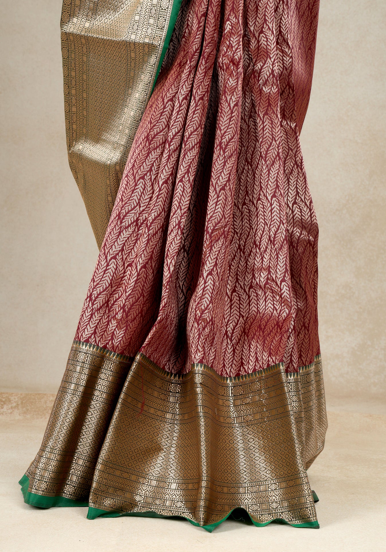 Rose Pink Mint Green Gold Border Art Silk Saree - ASS-1-1204 image 2