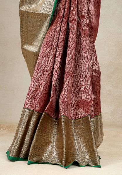 Rose Pink Mint Green Gold Border Art Silk Saree - ASS-1-1204 image 2