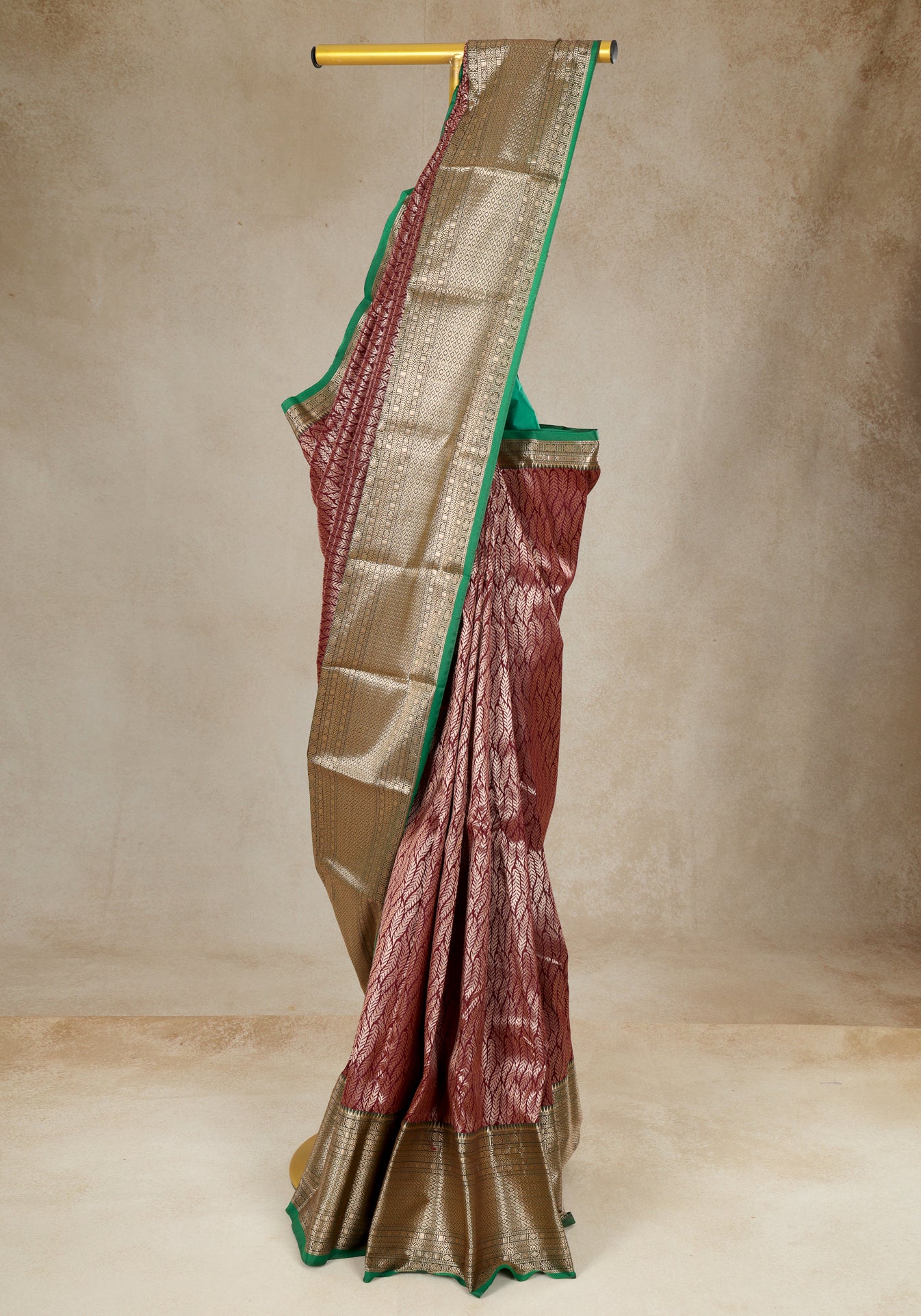 Rose Pink Mint Green Gold Border Art Silk Saree - ASS-1-1204 image 6