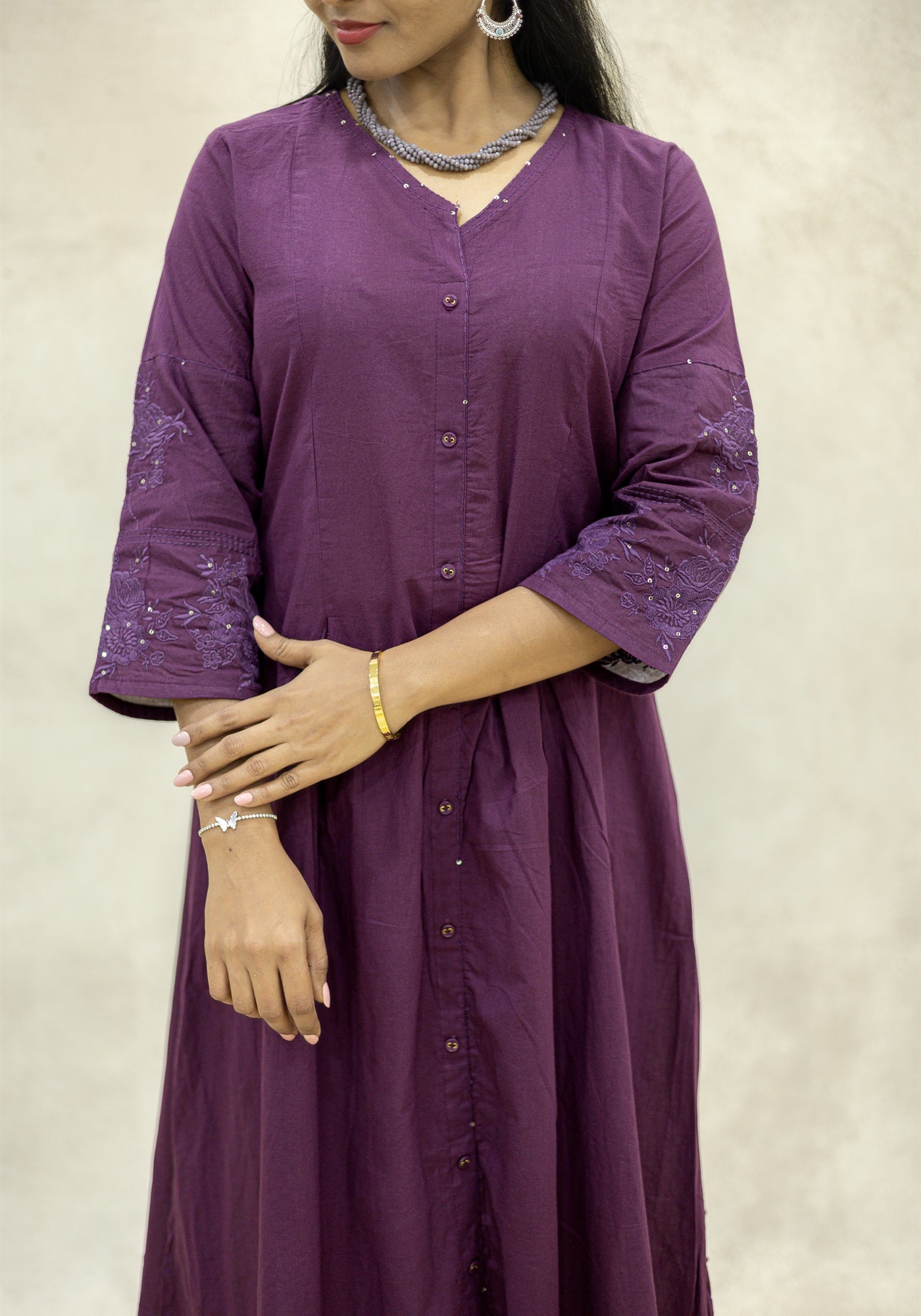 Royal Purple Flared Kurta Pant Set with Dupatta - Royal Purple