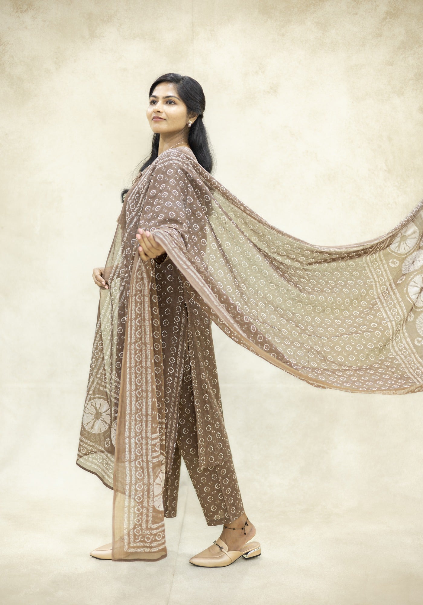 Dark Brown Ethnic Printed Kurta Pant Set with Dupatta - Dark Brown - view 4