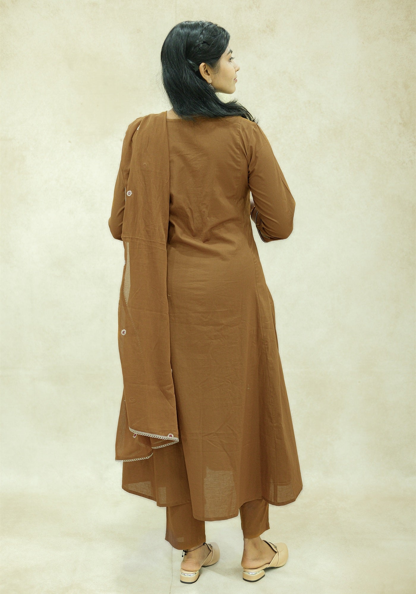 Mustard Brown Embroidered Kurta Pant Set with Dupatta - Mustard Brown - view 5