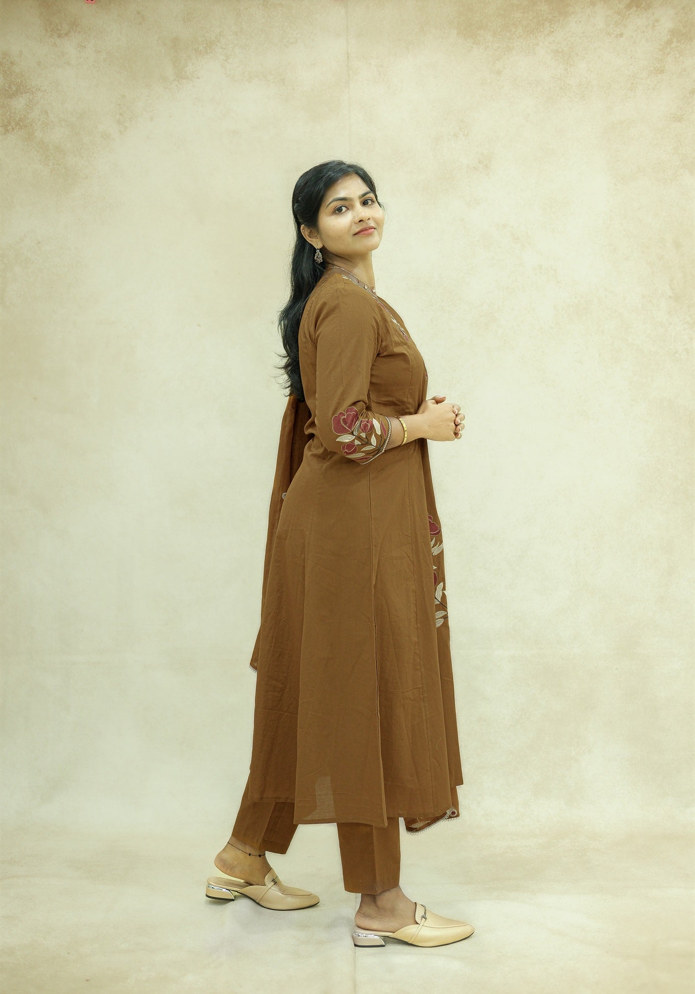 Mustard Brown Embroidered Kurta Pant Set with Dupatta - Mustard Brown - view 7