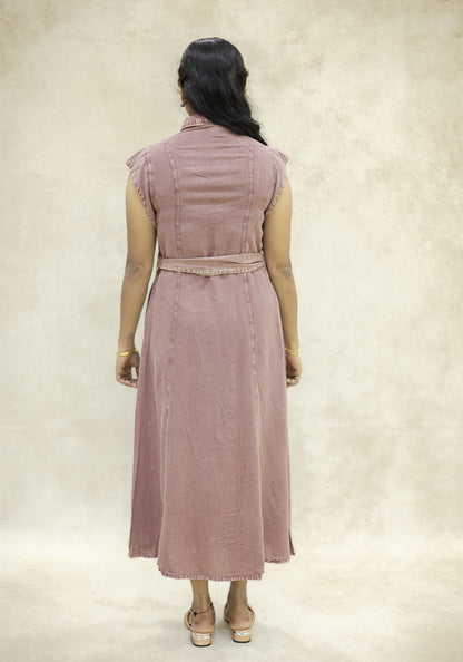 Dusty Rose Pink Sleeveless Midi Kurta Dress - Dusty Rose Pink