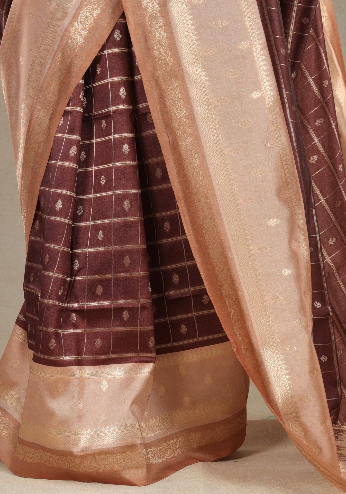 Peach Copper Maroon Woven Tissue Silk Saree - MTS-1-1001 image 5
