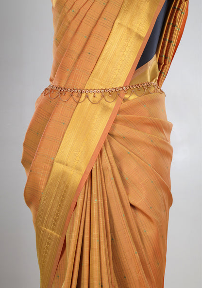 Pure Kanchipuram Art Silk Saree Mustard Gold Zari Border