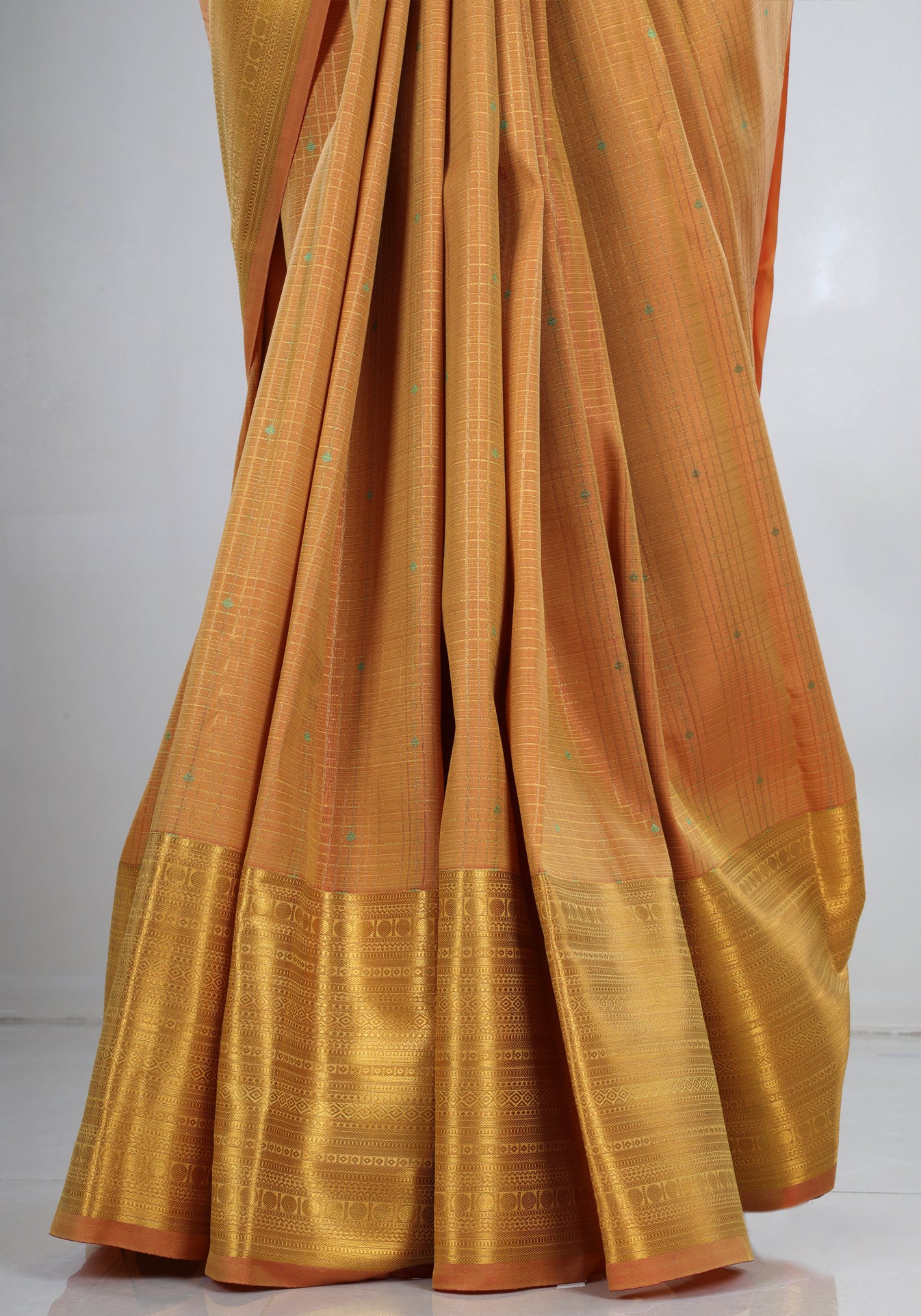 Pure Kanchipuram Art Silk Saree Mustard Gold Zari Border
