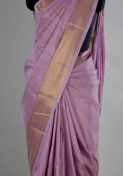 Pure Kanchipuram Art Silk Saree Mauve Pink Gold Border