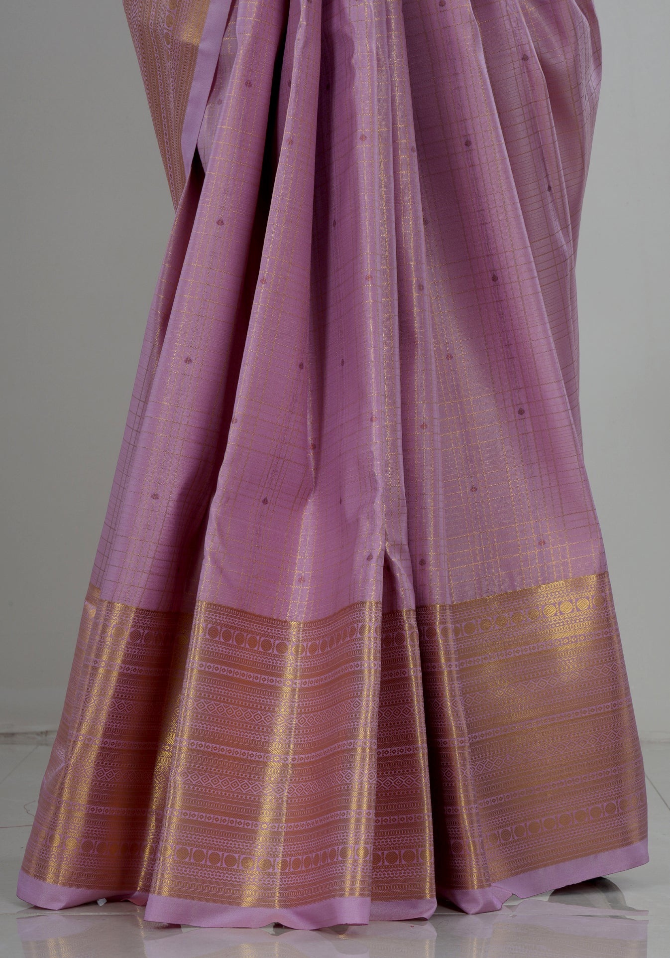 Pure Kanchipuram Art Silk Saree Mauve Pink Gold Border
