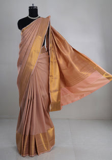 Pure Kanchipuram Art Silk Saree Dusty Peach Gold Border