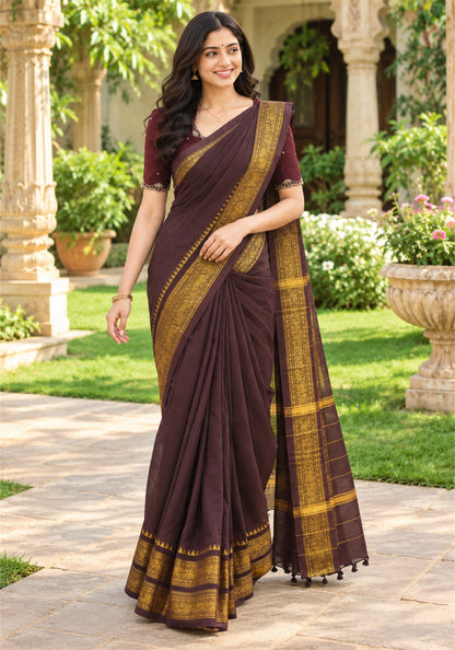 Chettinad Cotton Saree - PCS-1-9024 - full drape - view 2