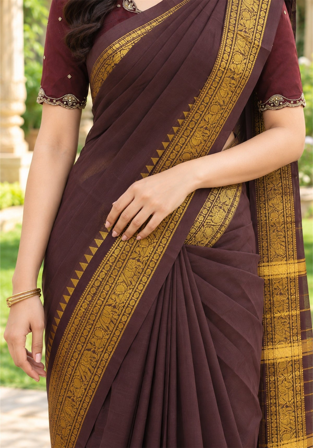 Chettinad Cotton Saree - PCS-1-9024 - border detail - view 4