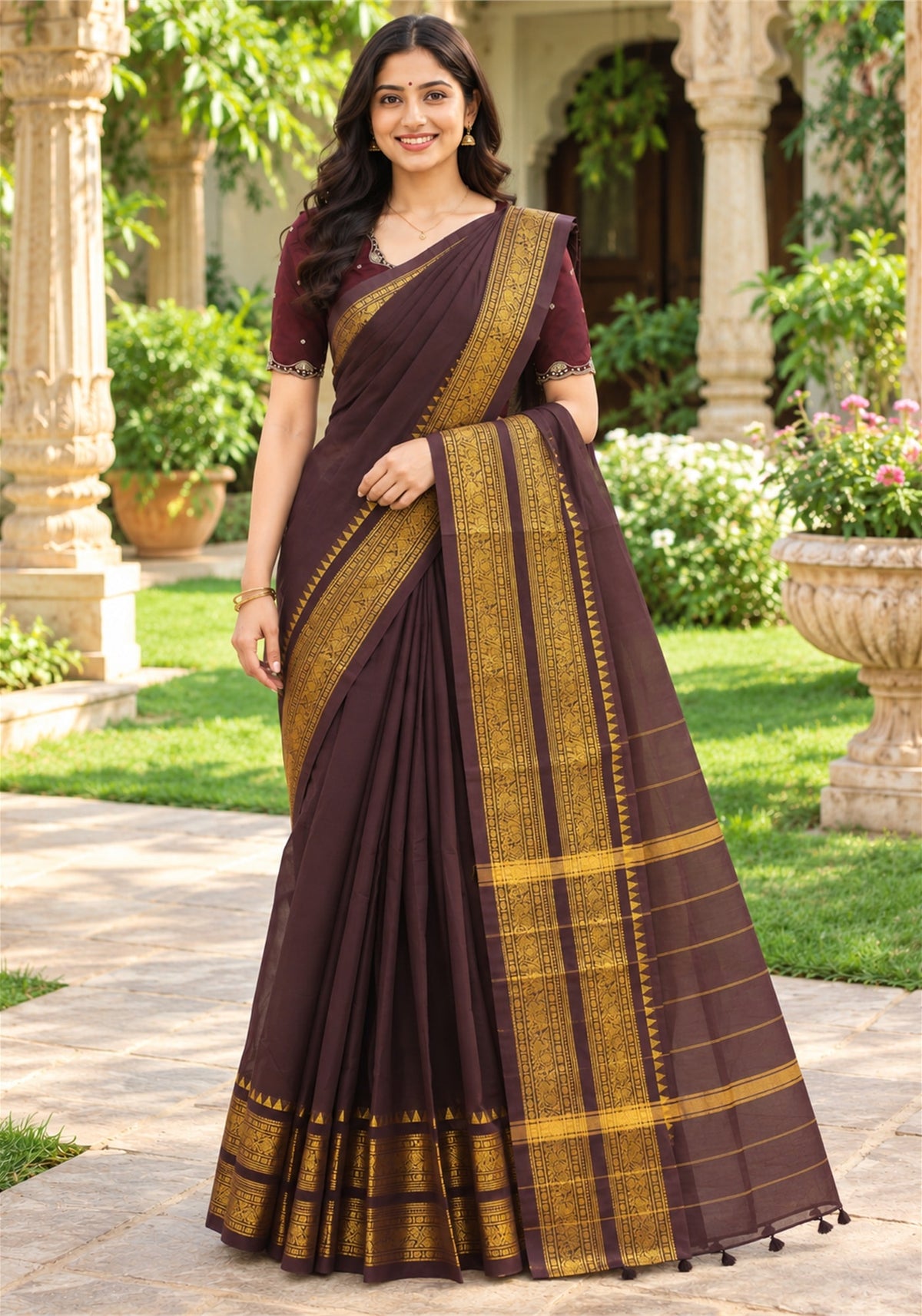 Chettinad Cotton Saree - PCS-1-9024 - full drape - view 6