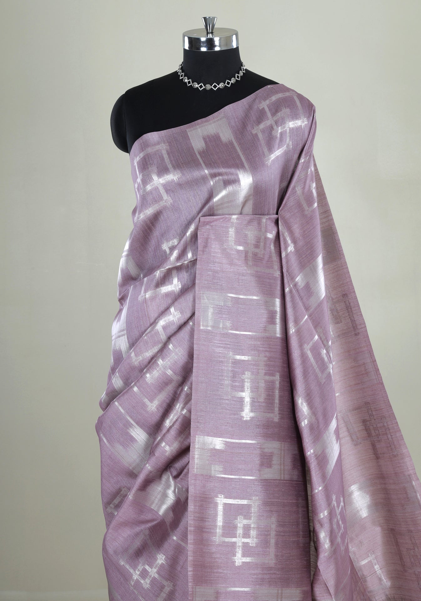 Lavender Silver Geometric Tissue Silk Saree - TSS-1-1002