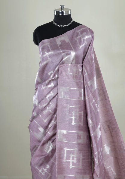Lavender Silver Geometric Tissue Silk Saree - TSS-1-1002