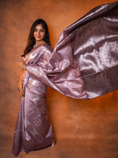 Tissue Silk Saree Lavender Silver Geometric - TSS-1-1002 - view 7
