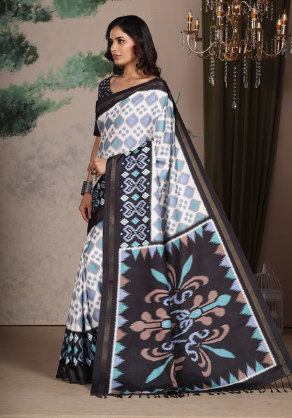 Fancy Saree Black & White Colour