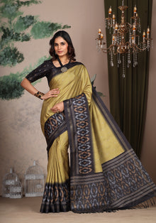 Fancy Saree Mustard Yellow Ikat Border