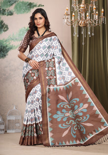 Fancy Saree Brown Printed