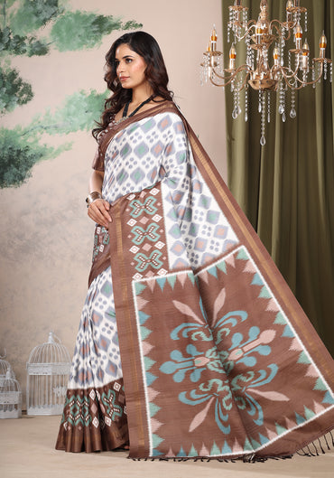 Fancy Saree Brown Printed