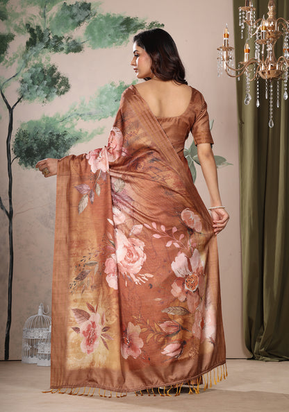 Fancy Saree Ivory Cream Floral WaterColor