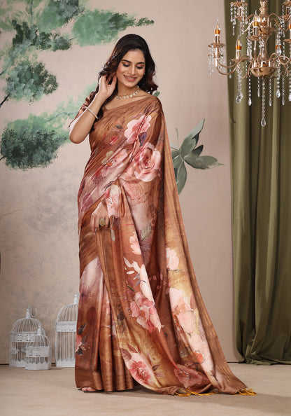 Fancy Saree Ivory Cream Floral WaterColor