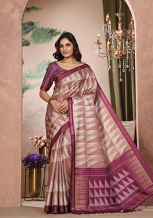 Fancy Saree Deep Plum & Wine Geometric