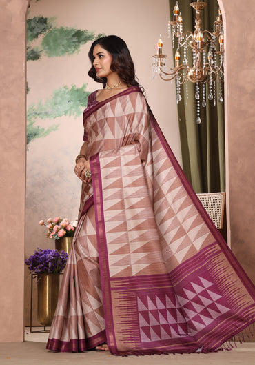 Fancy Saree Deep Plum & Wine Geometric