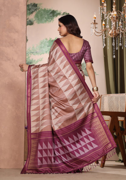 Fancy Saree Deep Plum & Wine Geometric