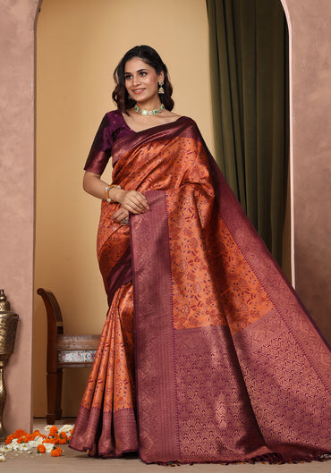 Art Silk Saree Mauve Dusty Rose Floral Jaal