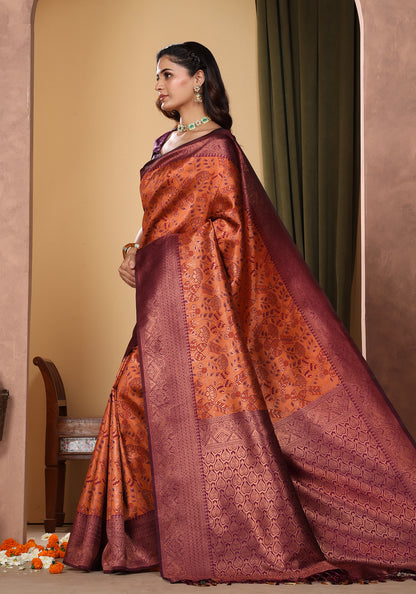 Art Silk Saree Mauve Dusty Rose Floral Jaal