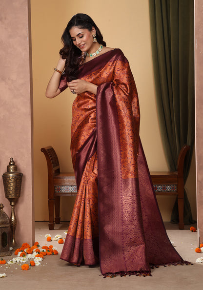 Art Silk Saree Mauve Dusty Rose Floral Jaal