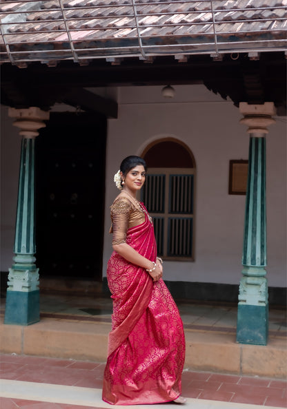 Premium Bridal Saree - Red and Gold - VIA-1-2601 - view 14